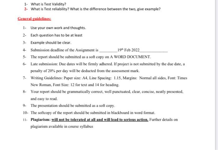 1. What is Test Validity? 2. What is Test
