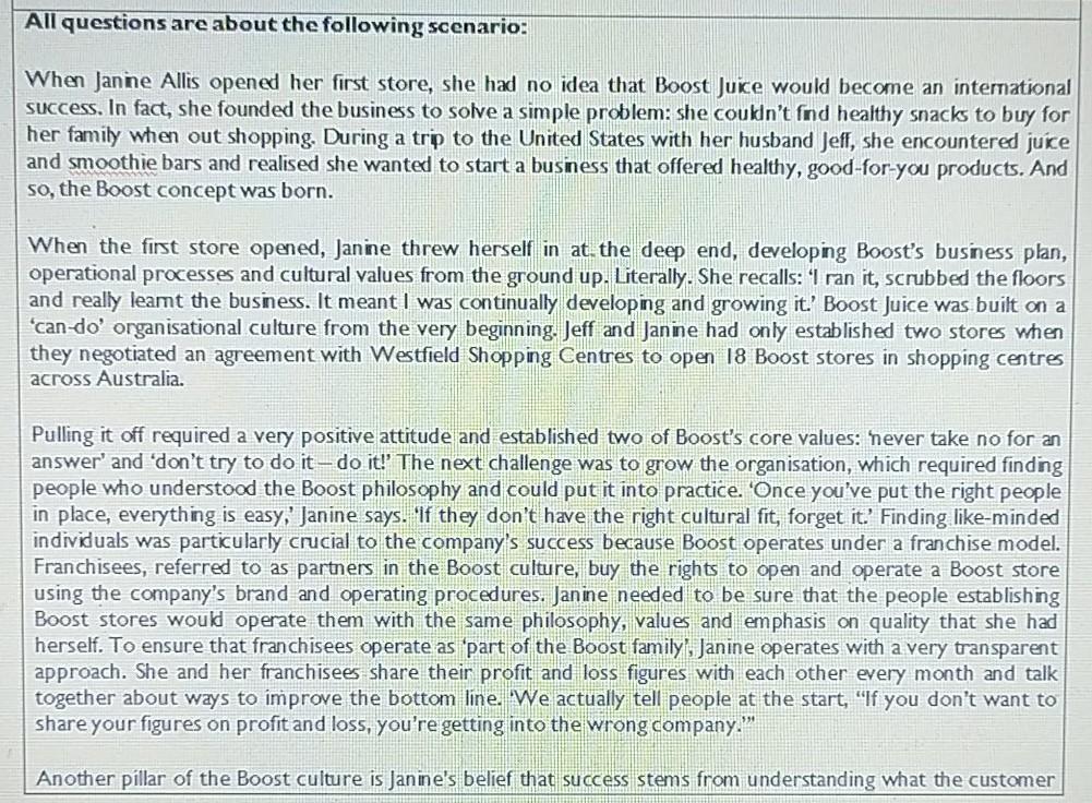 All questions are about the following scenario: