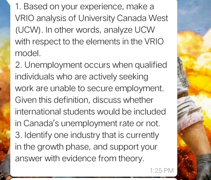 1. Based on your experience, make a VRIO analysis