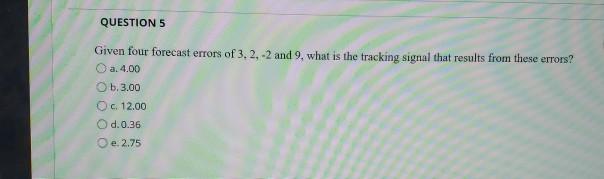 QUESTIONS Given four forecast errors of 3.2,-2