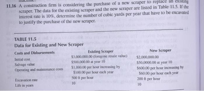 11.16 A construction firm is considering the