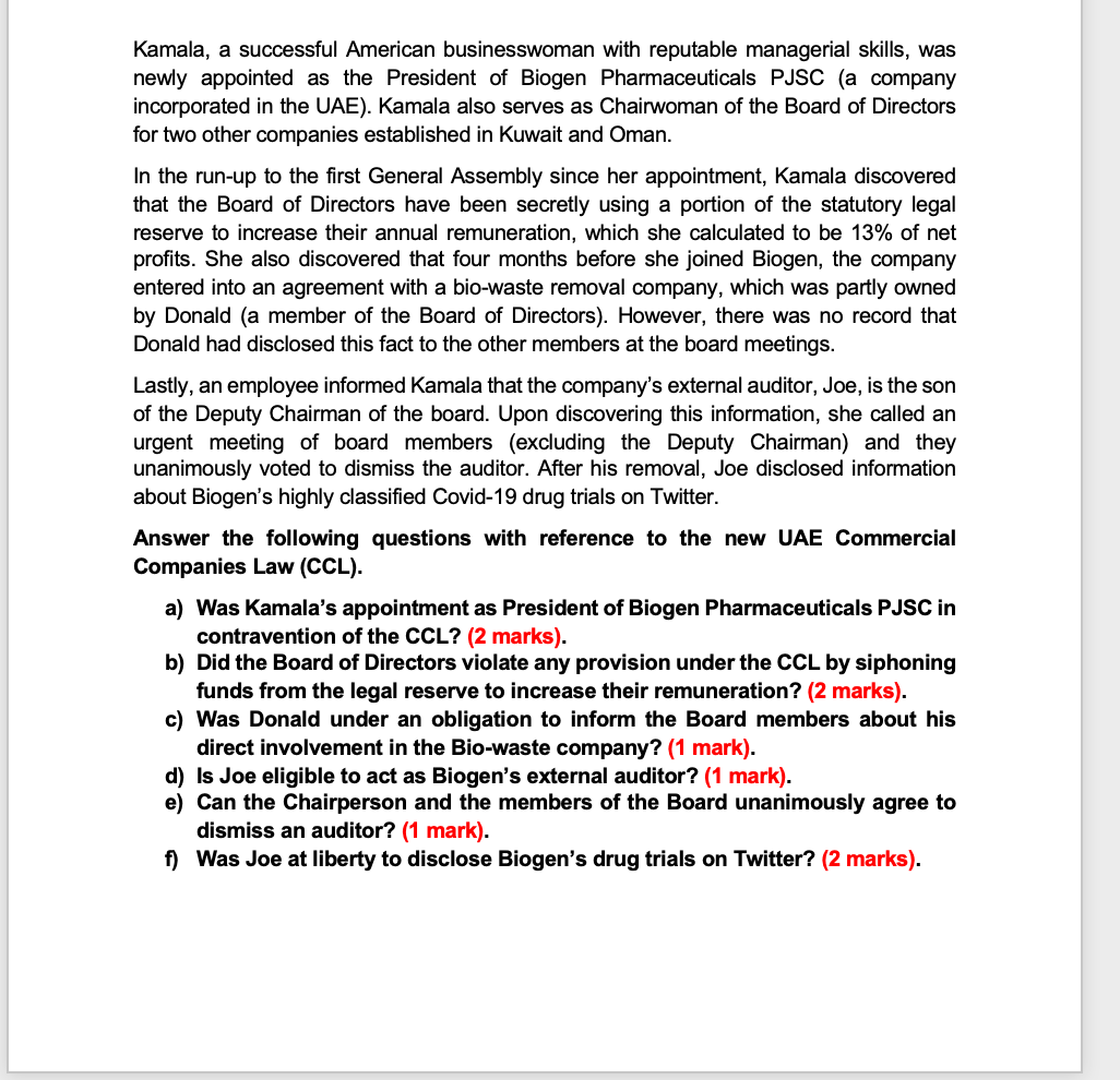 Kamala, a successful American businesswoman with