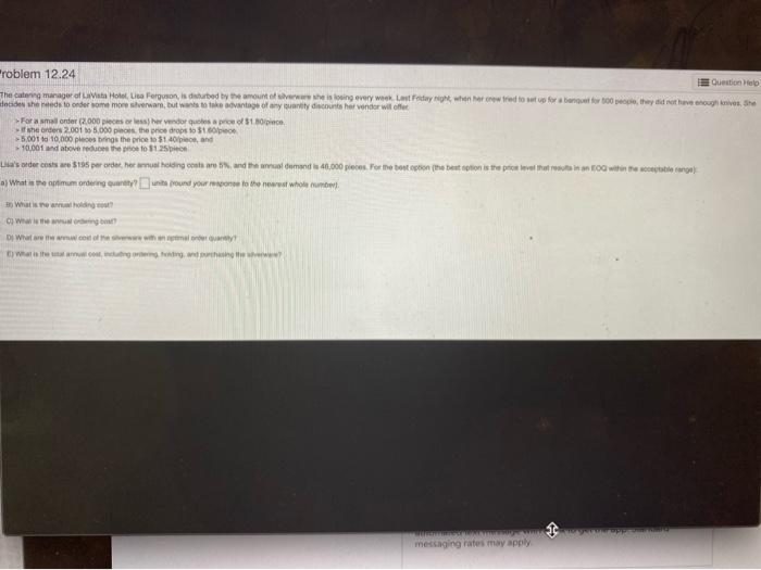 "roblem 12.24 Question to The catering manager at