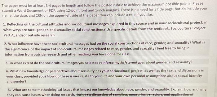 The paper must be at least 3-4 pages in length