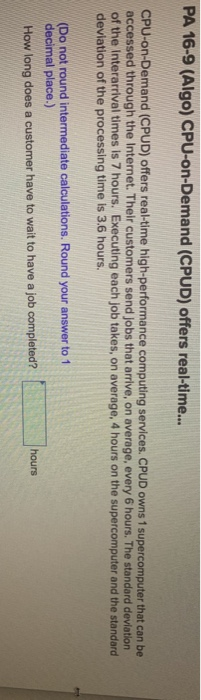 PA 16-9 (Algo) CPU-on-Demand (CPUD) offers