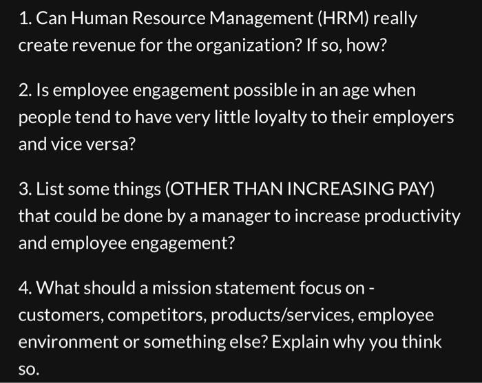 1. Can Human Resource Management (HRM) really