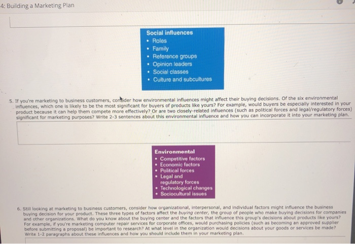 4: Building a Marketing Plan Social influences