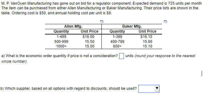 M. P. VanOyen Manufacturing has gone out on bid