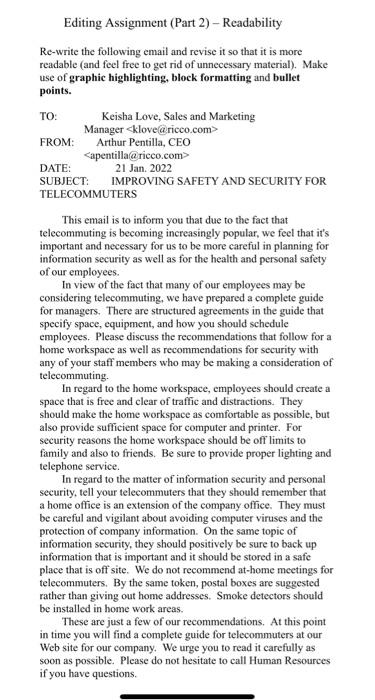 Editing Assignment (Part 2) - Readability