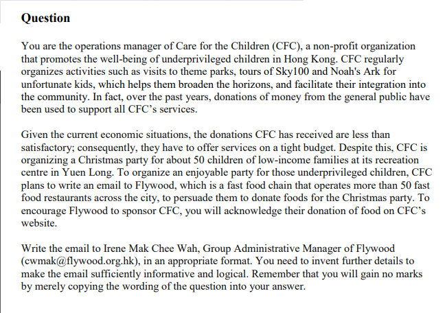 Question You are the operations manager of Care