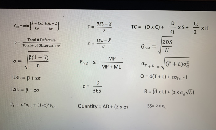 You are given the following data for your