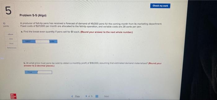 Check my work 5 Problem 5-5 (Algo) 10 point A