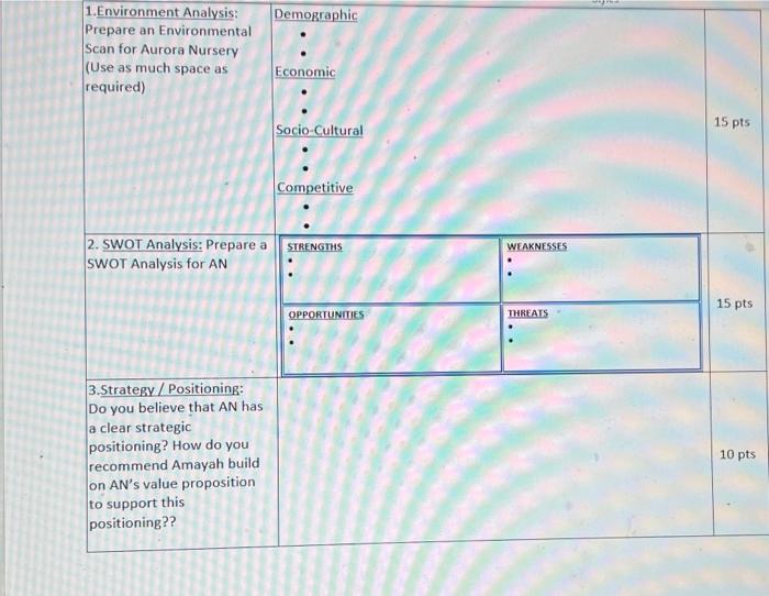 Demographic 1. Environment Analysis: Prepare an