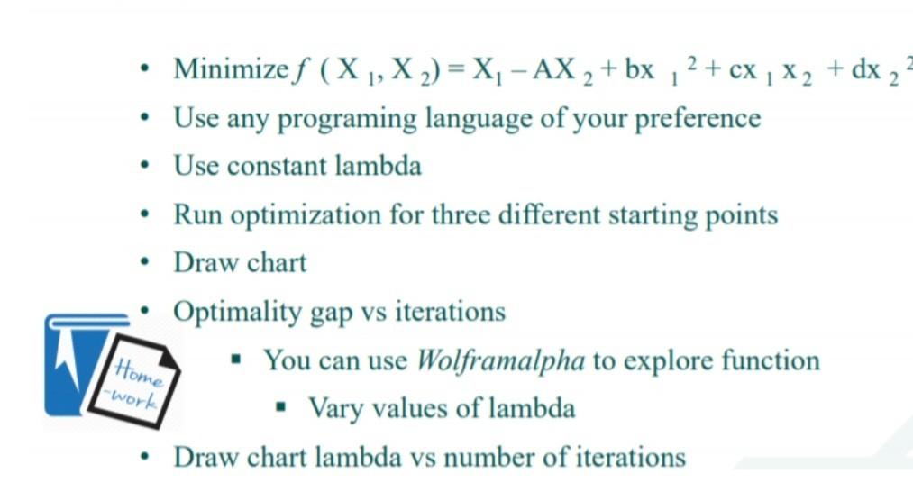 Homework is about Unconstrained optimization.