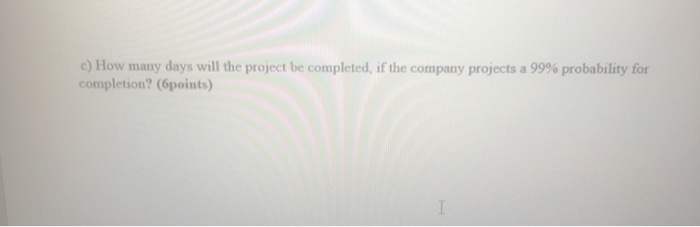 c) How many days will the project be completed,