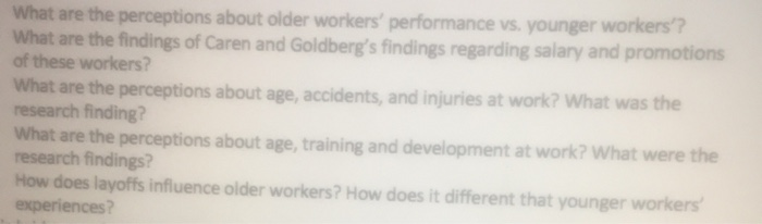 what are the perceptions about older workers