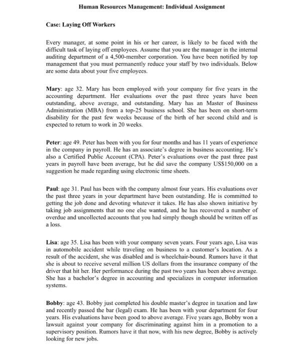 Human Resources Management: Individual Assignment