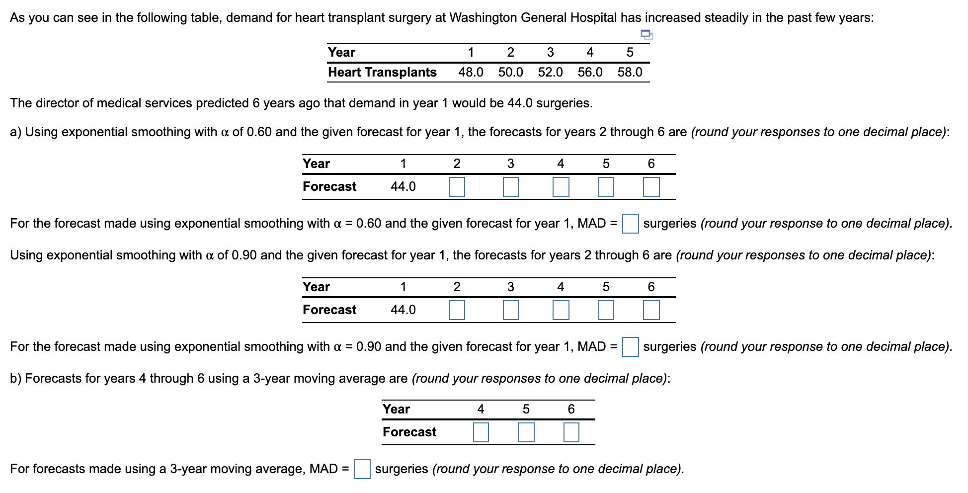 As you can see in the following table, demand for