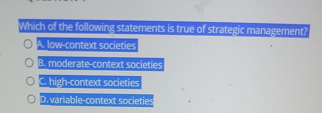 Which of the following statements is true of