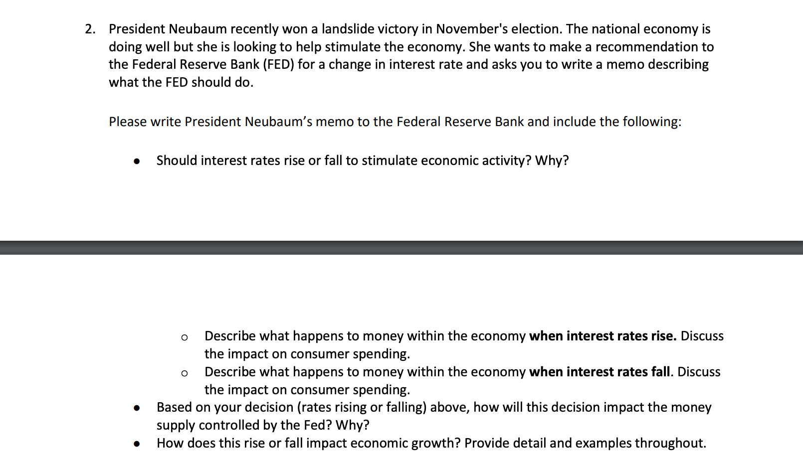 2. President Neubaum recently won a landslide