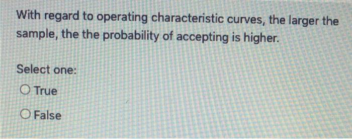 With regard to operating characteristic curves,