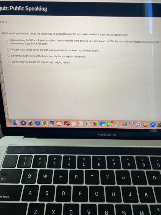 Quiz: Public Speaking 413 Which opening would you