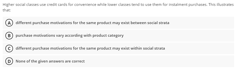 Higher social classes use credit cards for