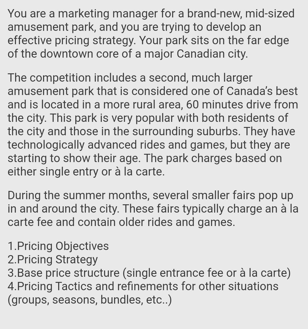 explain all four in terms of amusement park You