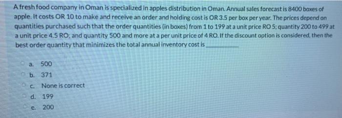 A fresh food company in Oman is specialized in