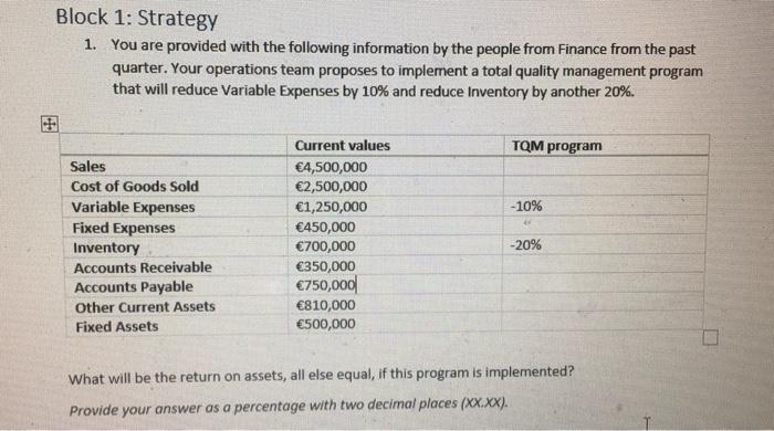Block 1: Strategy 1. You are provided with the