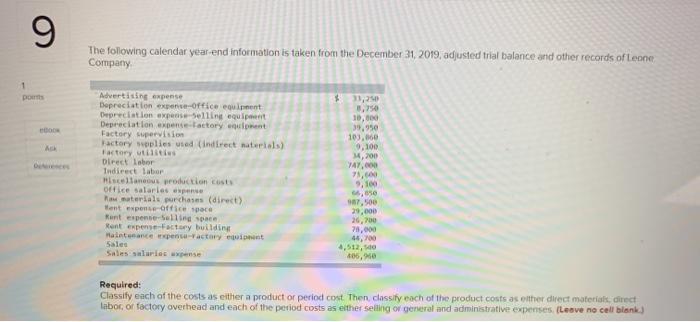 9 The following calendar year end information is