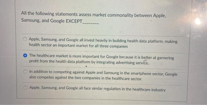 All the following statements assess market