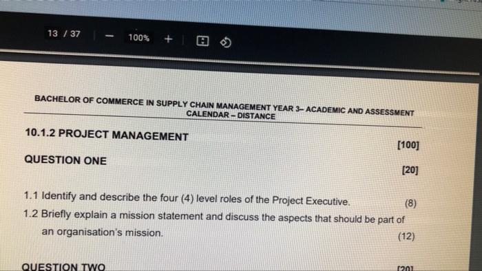 13 / 37 100% BACHELOR OF COMMERCE IN SUPPLY CHAIN