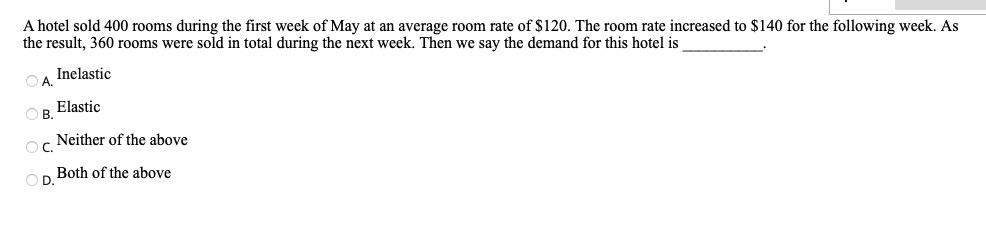 A hotel sold 400 rooms during the first week of