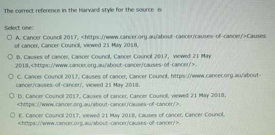 The correct reference in the Harvard style for