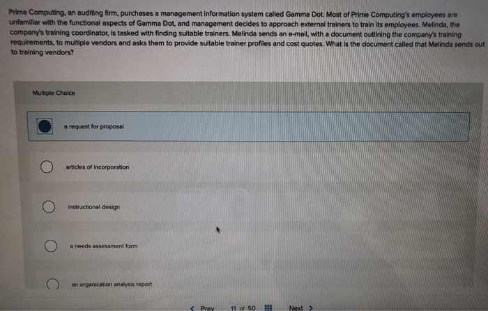 Prime Computing, an auditing firm, purchases a
