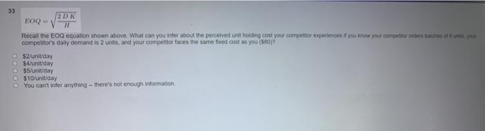 33 2DR EOQ - Recall the EOQ equation shown above.