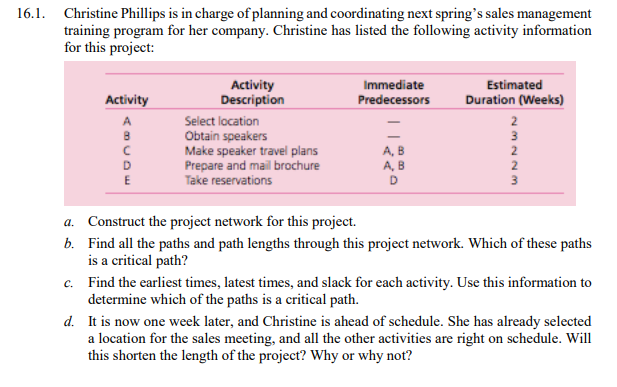 NOTE: PLEASE ANSWER 16.2 16.1. Christine Phillips