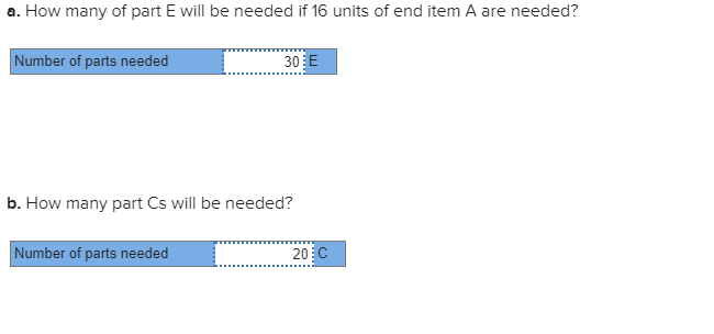Using the BOM shown below, 1 week B (2) 3 weeks C