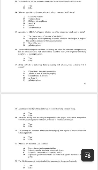 63. In the total cost method, does the