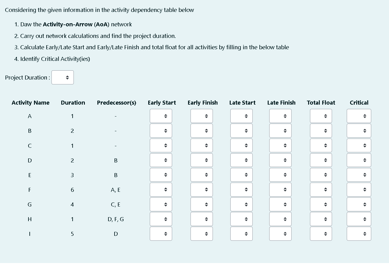 Considering the given information in the activity