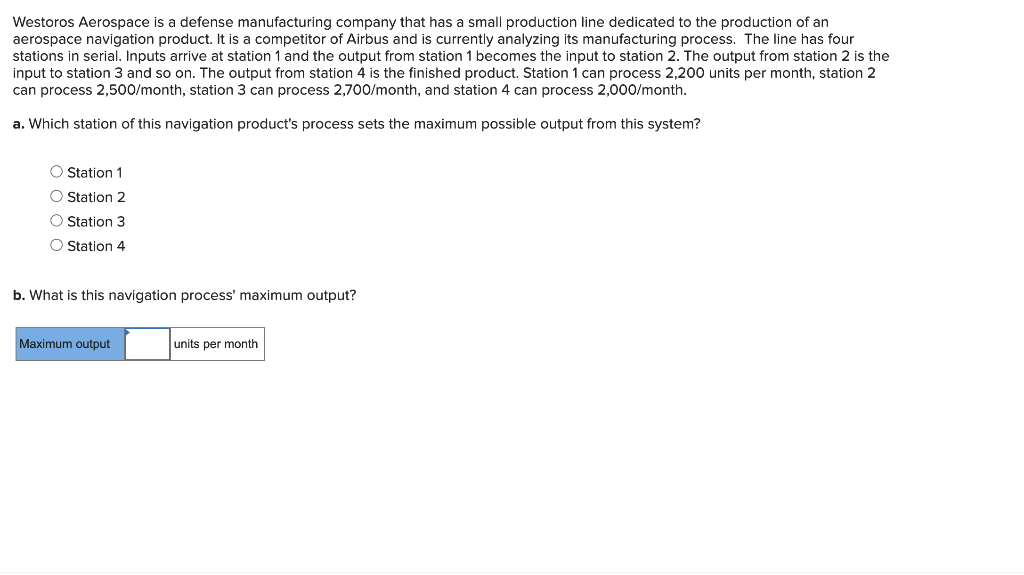 Westoros Aerospace is a defense manufacturing