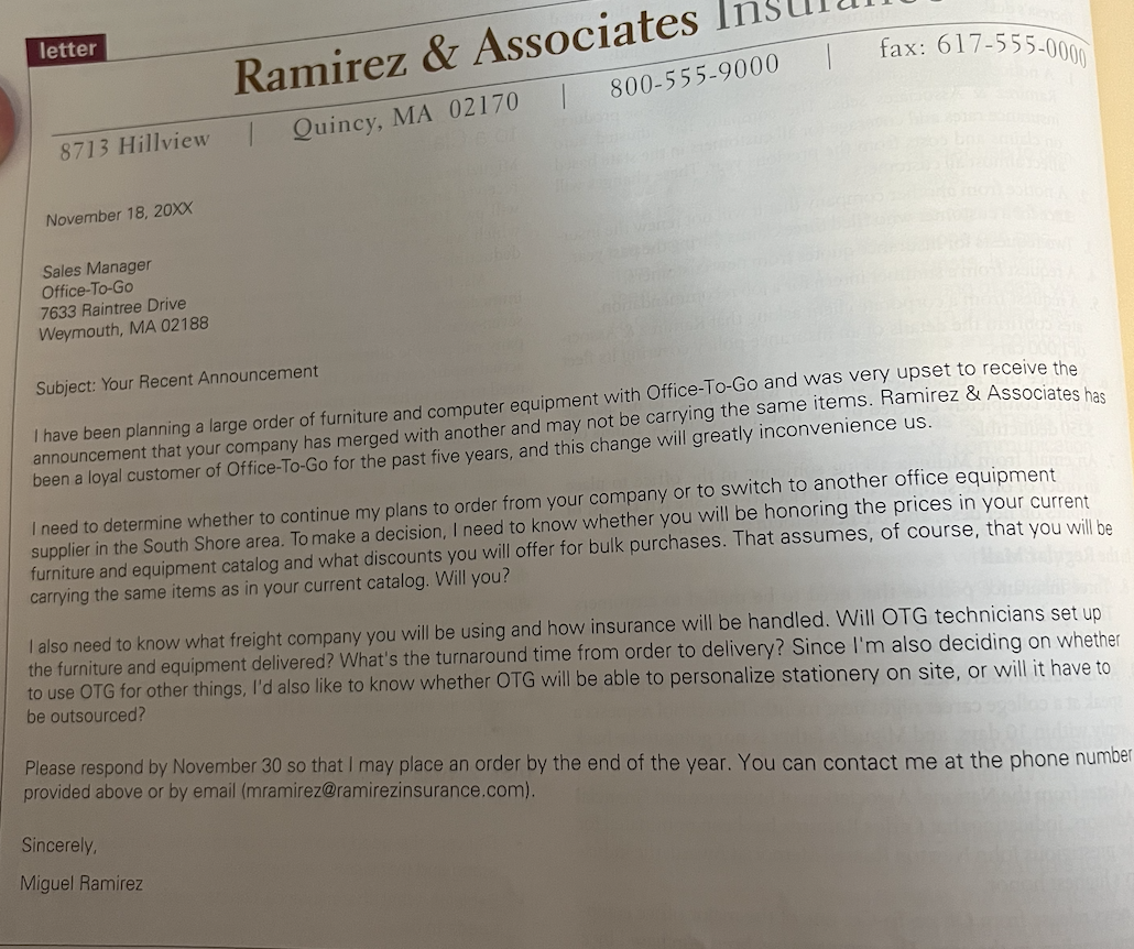 Follow the tasks for the letter Subject: Your