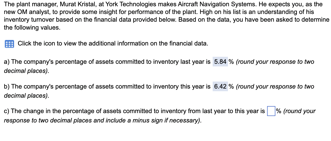 ANSWER LETTER C CORRECTLY The plant manager,