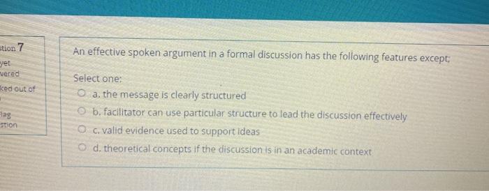 An effective spoken argument in a formal