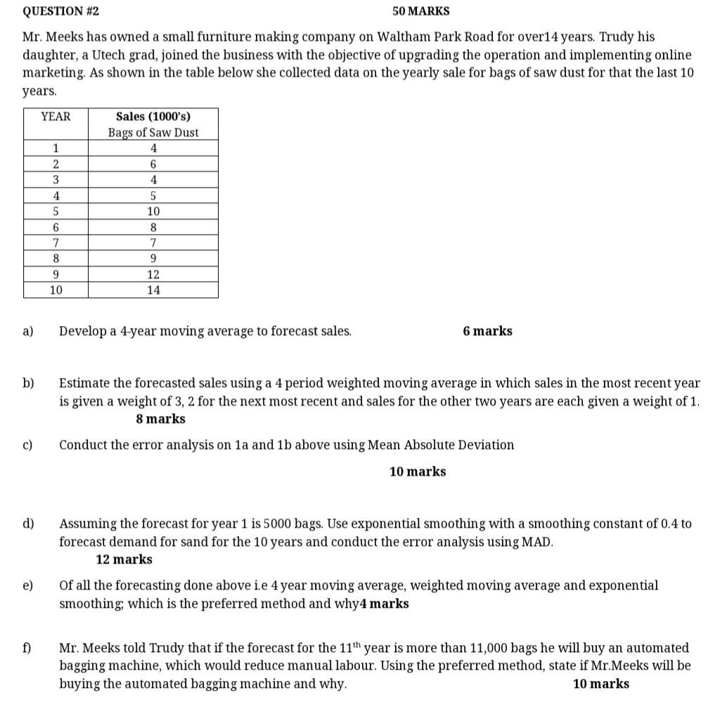 Decision Sciene Paper Mr. Meeks has owned a small