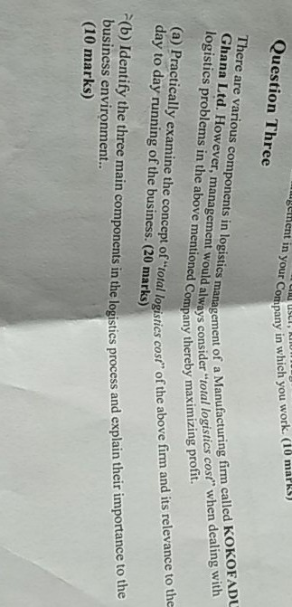 there are various components in logistics