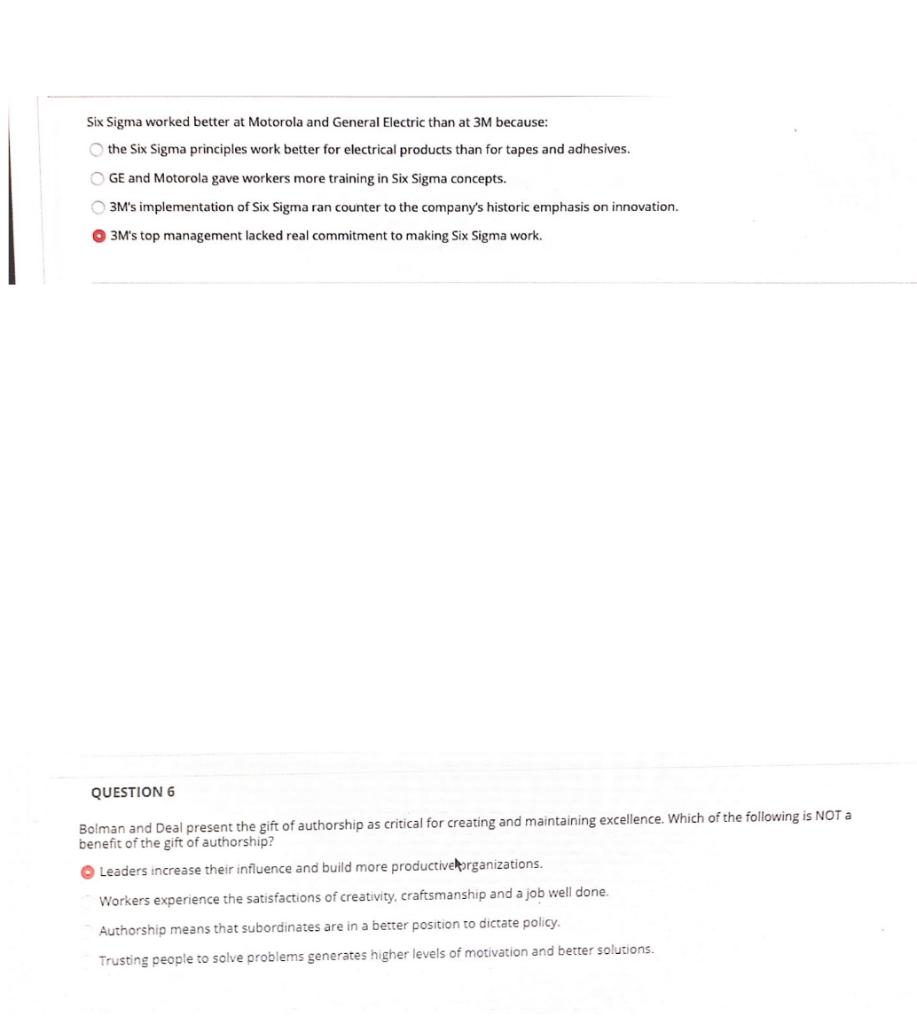 Six Sigma worked better at Motorola and General