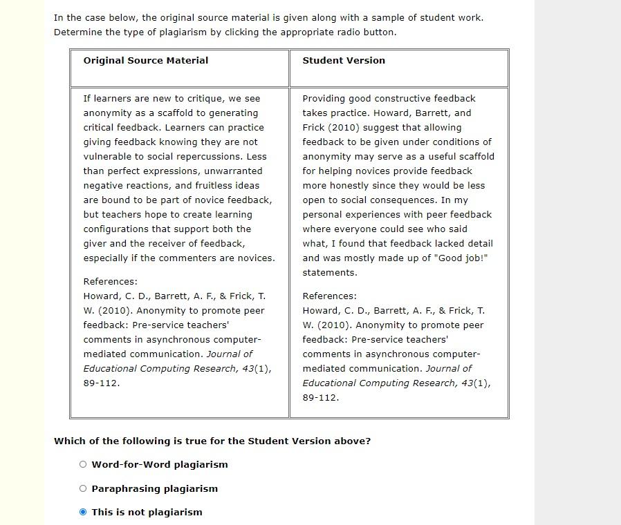 In the case below, the original source material