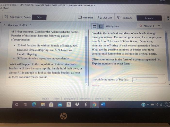 ommunity College - STAT 1350 (Sections 301, 304)